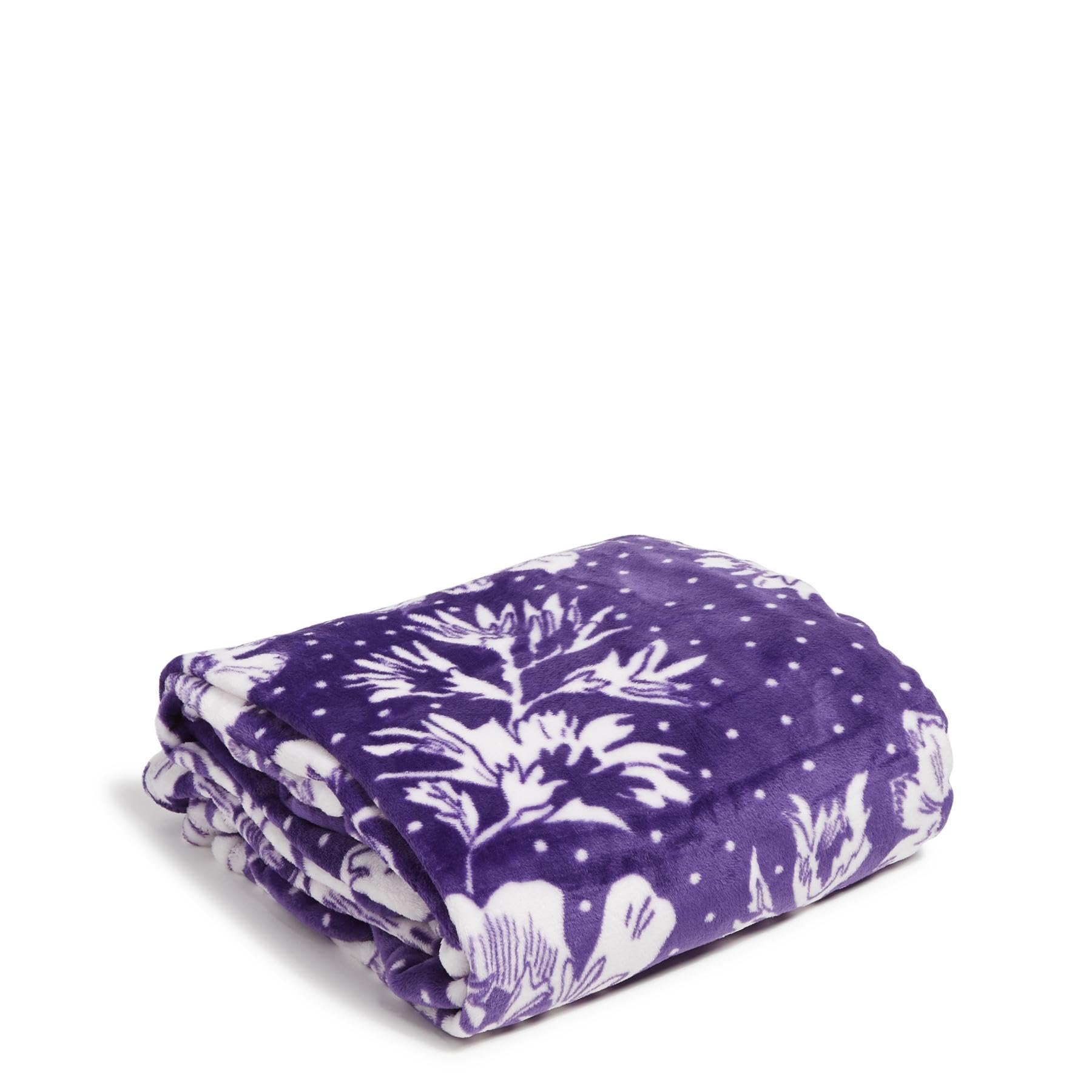 Couverture en peluche Vera Bradley XL grand plaid canapé violet blanc collegiate