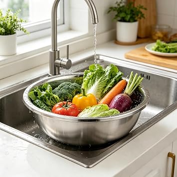 2-Pack Stainless Steel Mixing Bowls Set Metal Bowls 304 Heavy Duty Kitchen Prep Bowls for Baking Marinating Salad Dough Vegetable Washing Dishwasher Safe Mirror Finish Silver