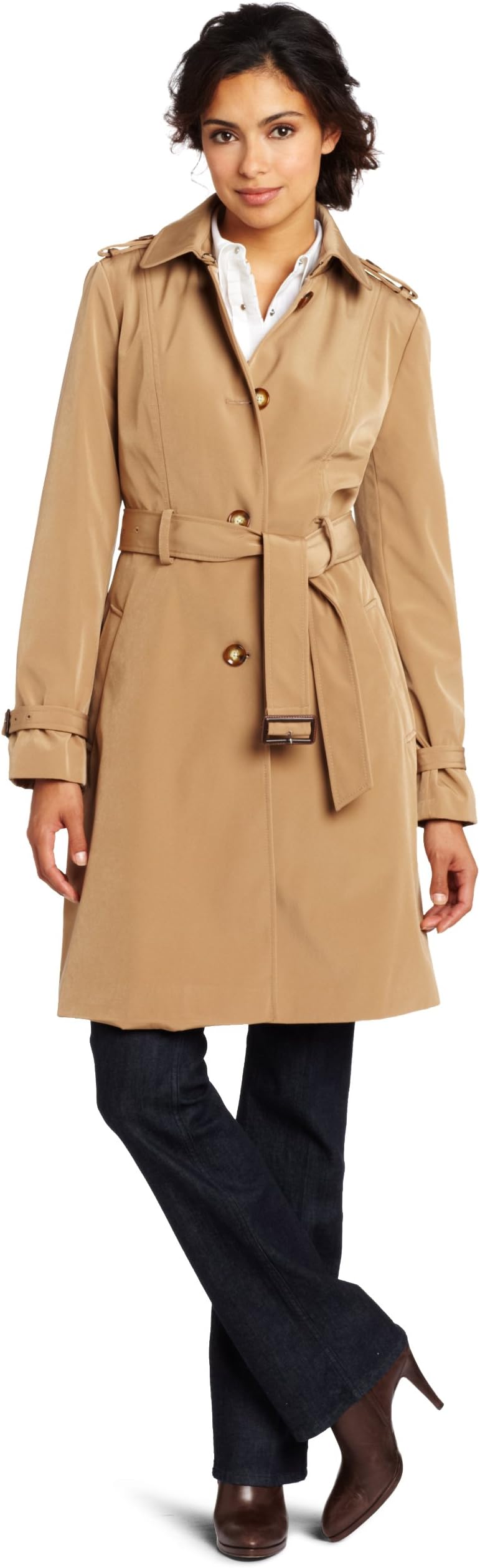 Anne Klein Women's Holly Single Breasted Rain Coat