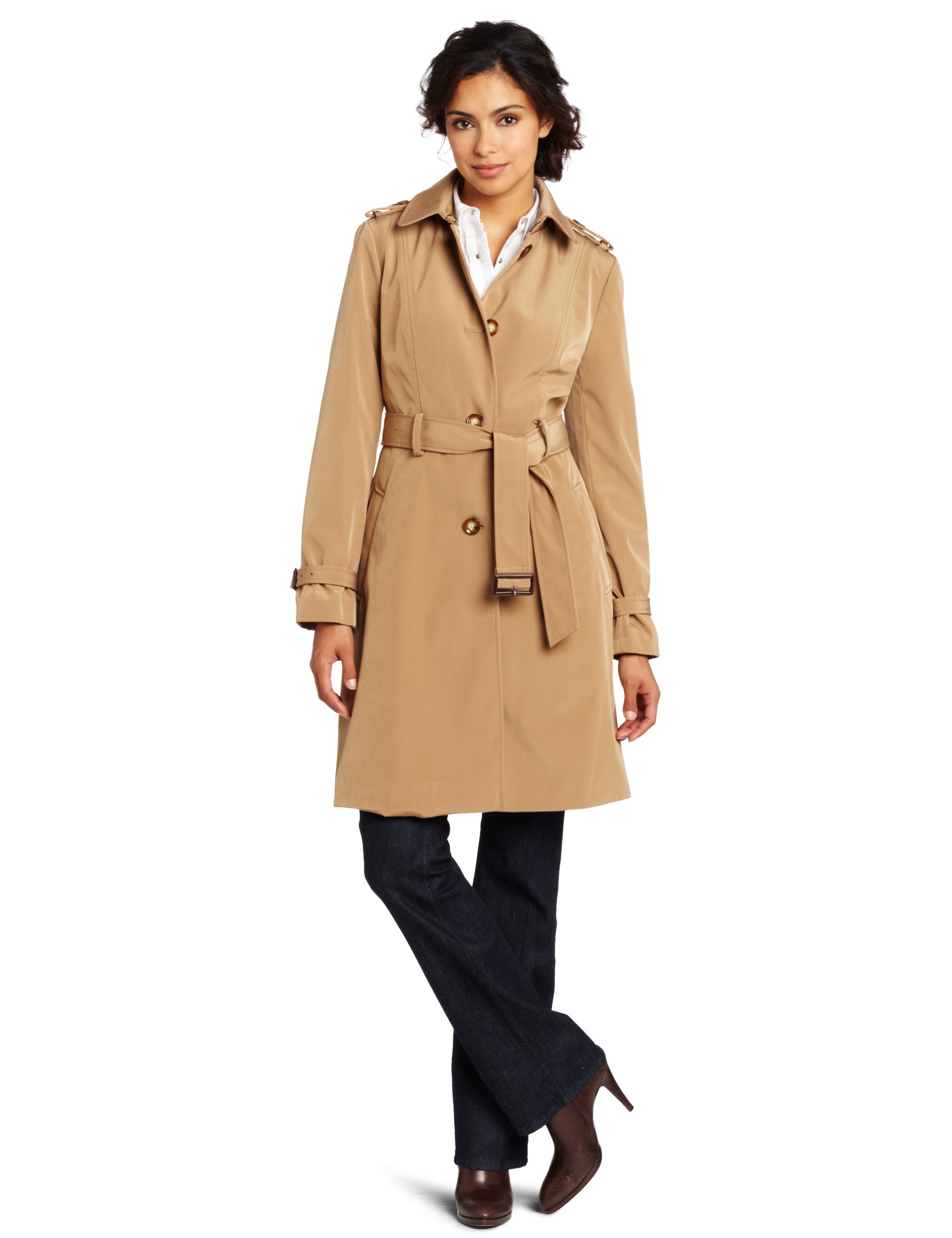 Anne Klein Women's Holly Single Breasted Rain Coat
