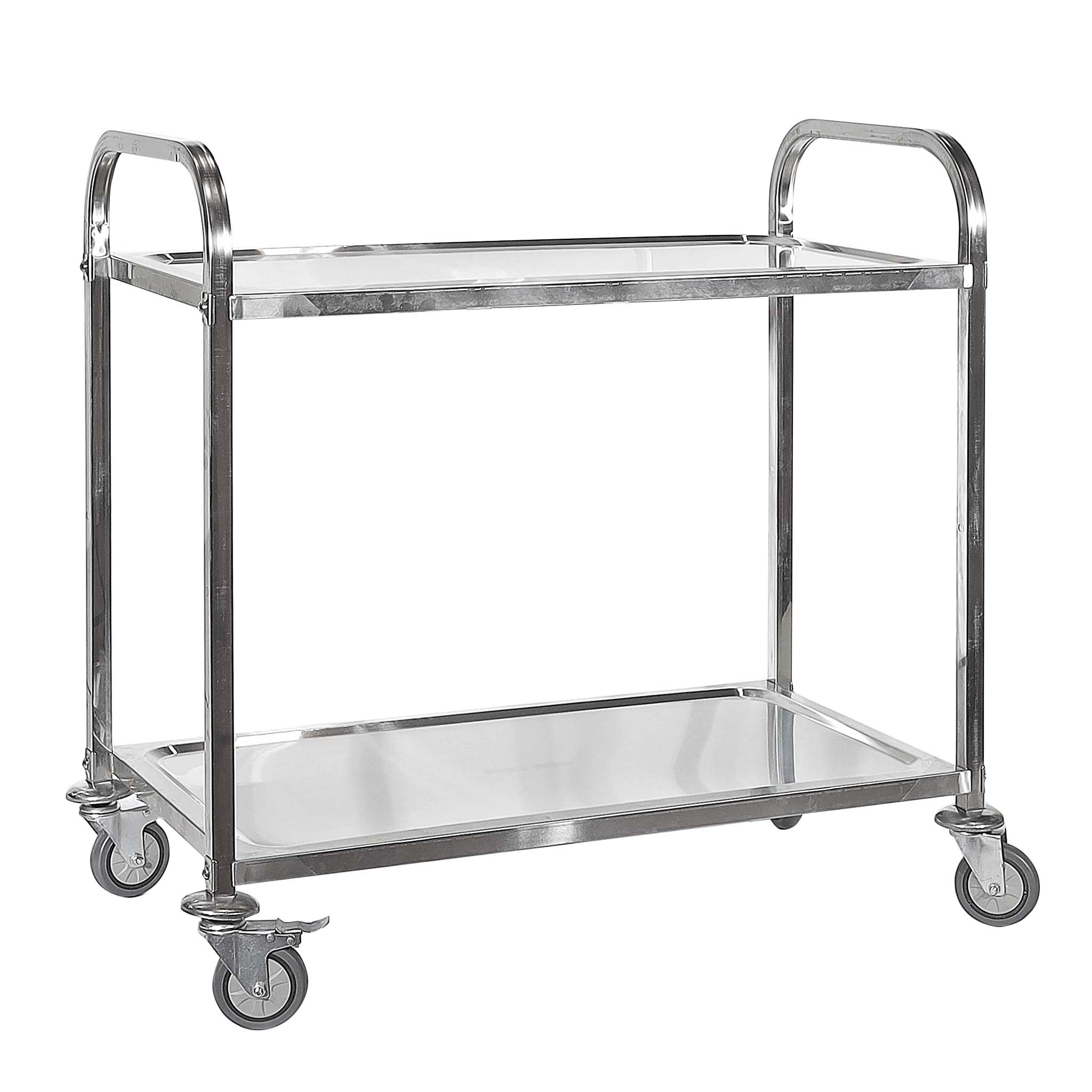 Wiltec Carrello portavivande in acciaio inox 2 ripiani freni max 150kg Carrello da cucina