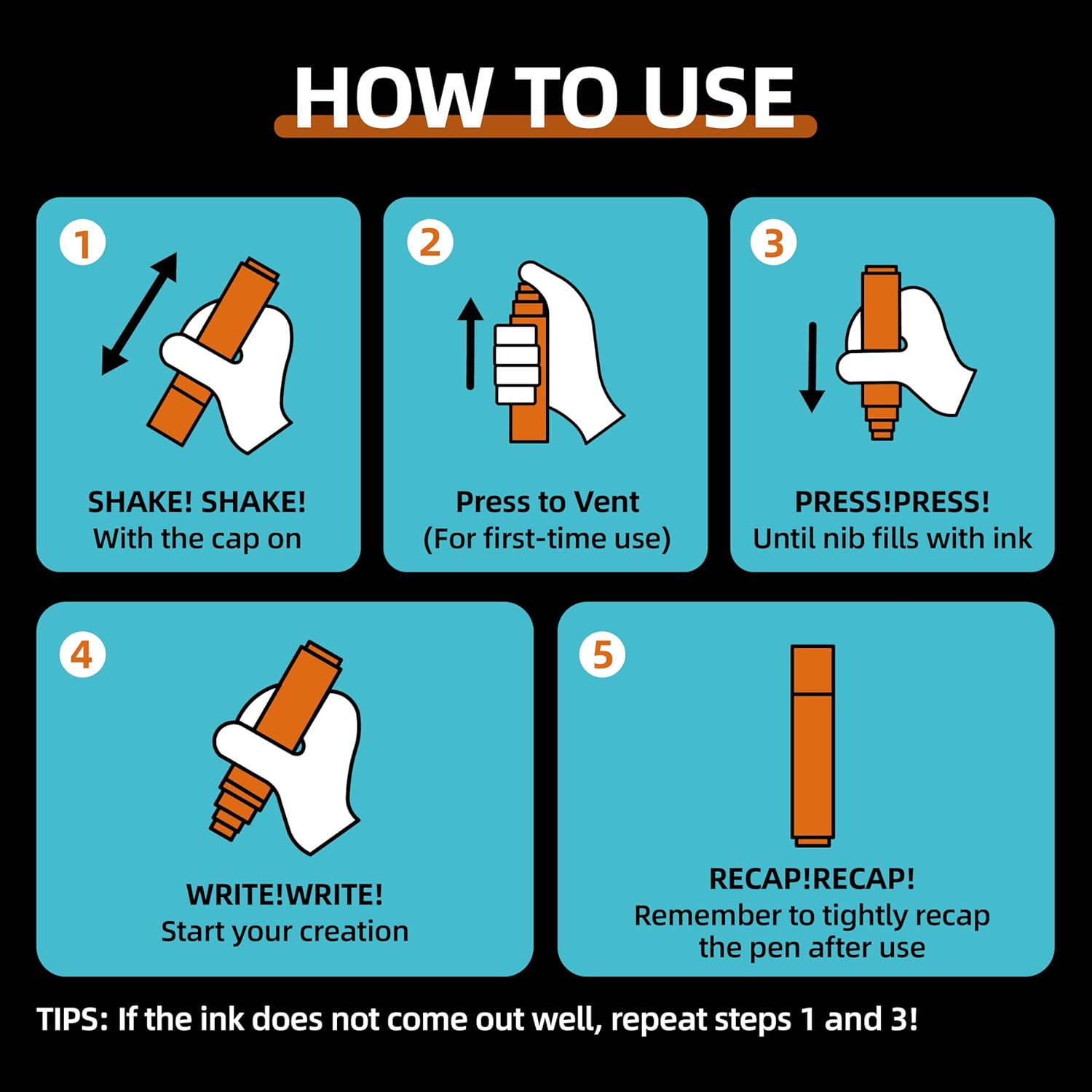 WUO Window Chalk Markers,12 Colors Car Markers,10mm 3-In-1 Jumbo Wide Nib, Dust-Free & Non-Toxic - Erasable Blackboards Marker For Rock Painting, Poster, Stone, Ceramic, Glass - Image 6