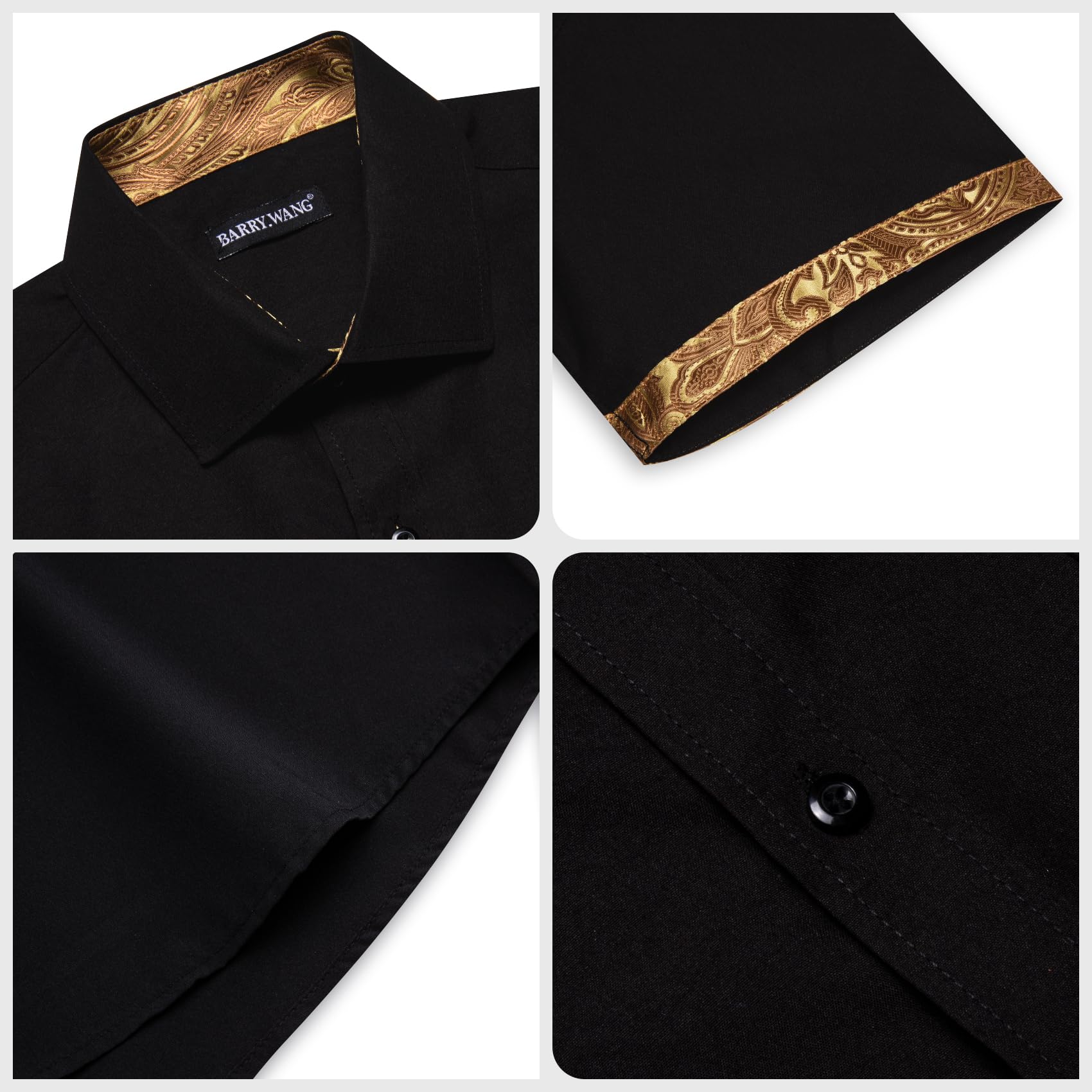 Barry.Wang Chemise à manches courtes boutonnée pour homme - Style formel - Décontracté - Coupe contrastée - Pour l'été, le travail, le mariage, le yacht
