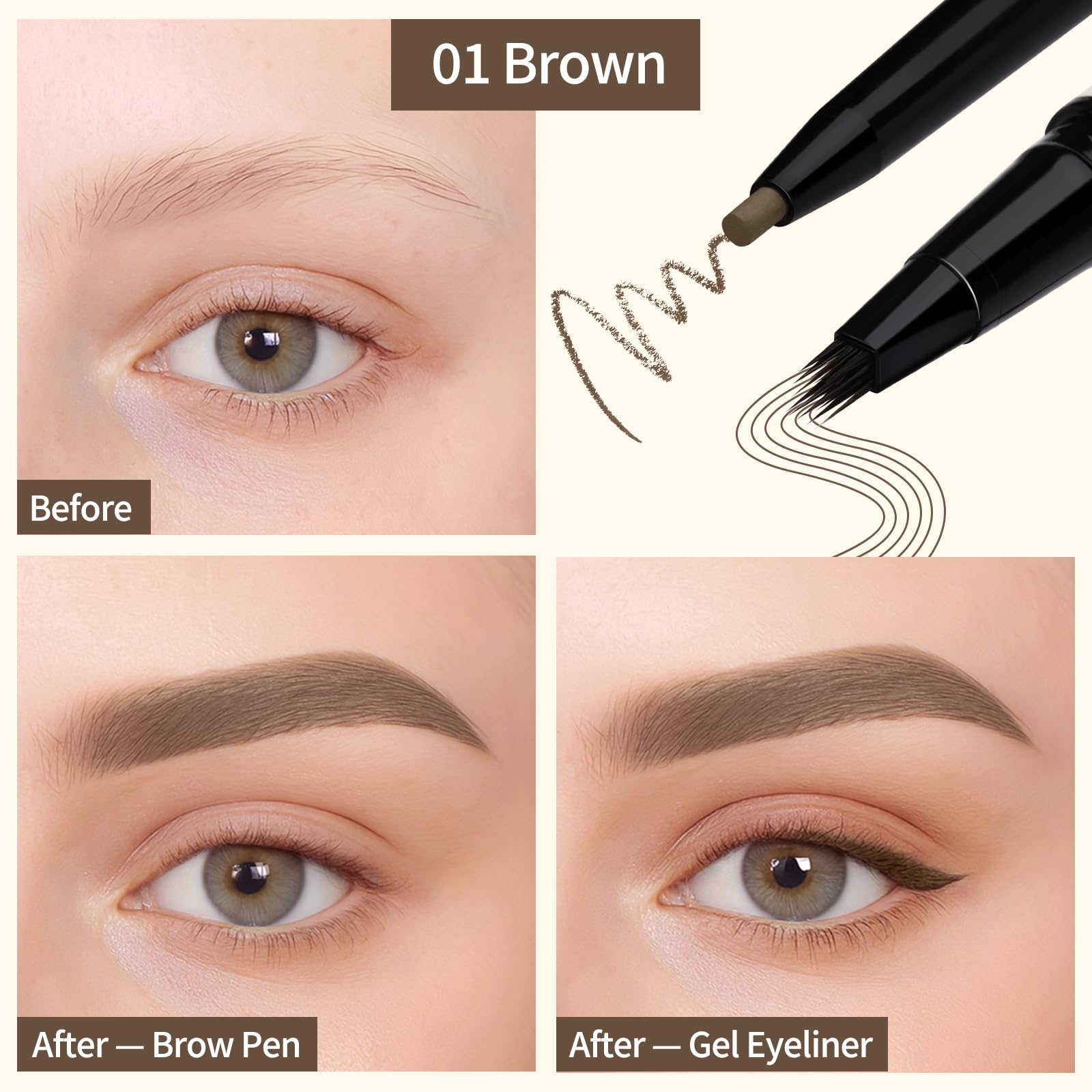 UCANBE 2-in-1 Eyebrow Pen & Gel Eyeliner Pencil - Image 2