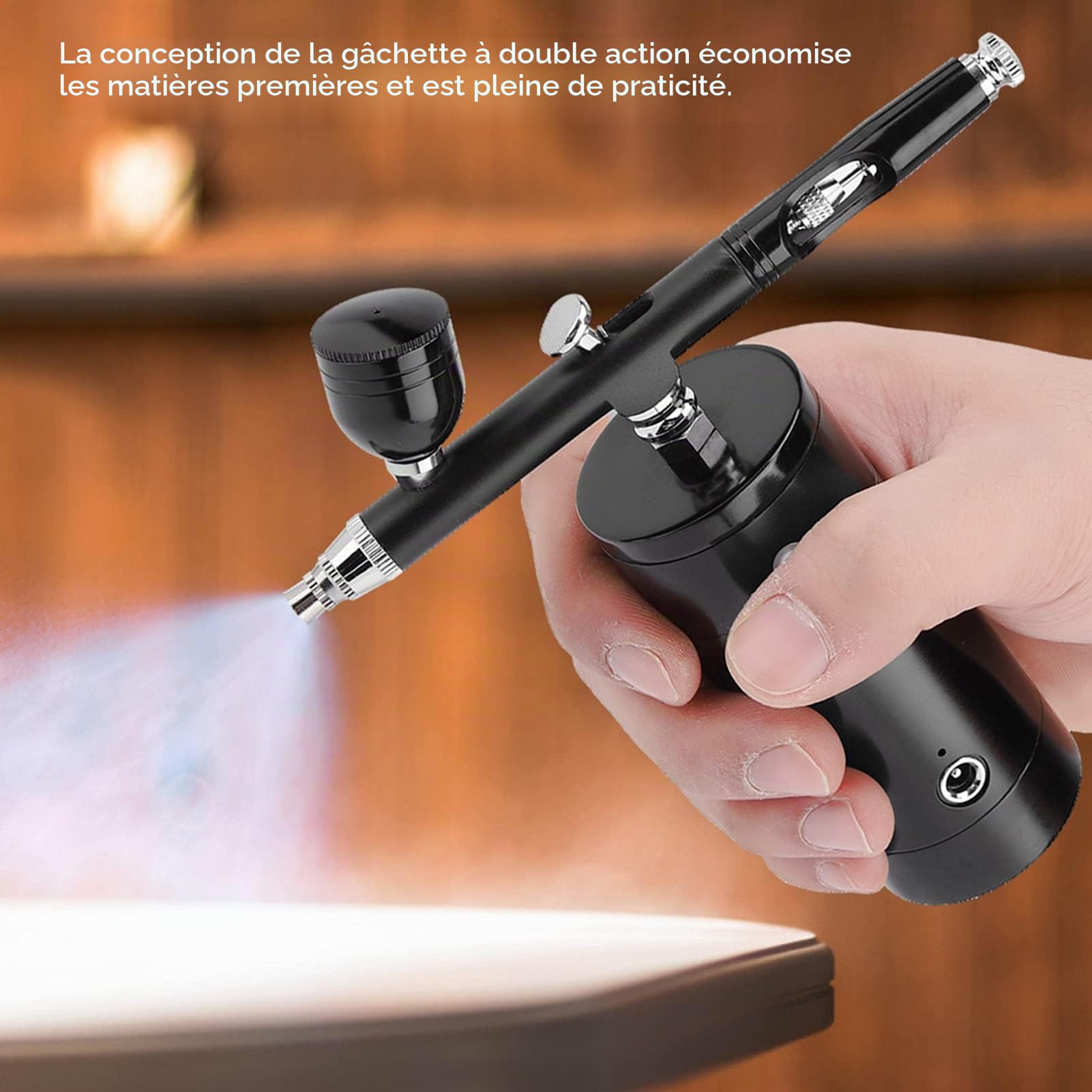 Mini Compresseur d'Air Pistolet Aérographe Sans Fil Portable 0.3mm 7CC Capacité pour Peinture d'Art et Modèles Sans Huile