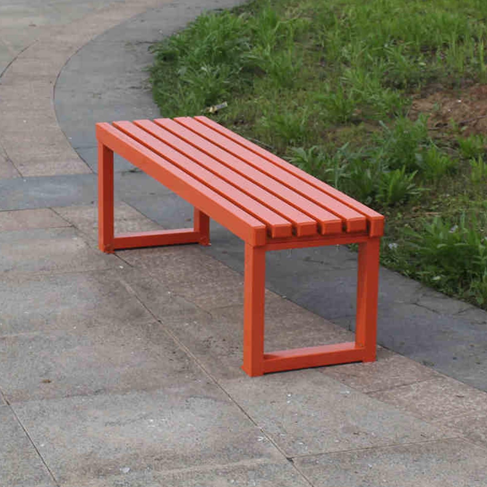 HARELA Outdoor Bench Garden Bench, Weatherproof Outdoor Backless Bench, Patio Dining Bench Front Porch Benches, Park Bench for Porch, Yard, Garden, 900 LBS Max Load(Orange,120cm/47.2in)