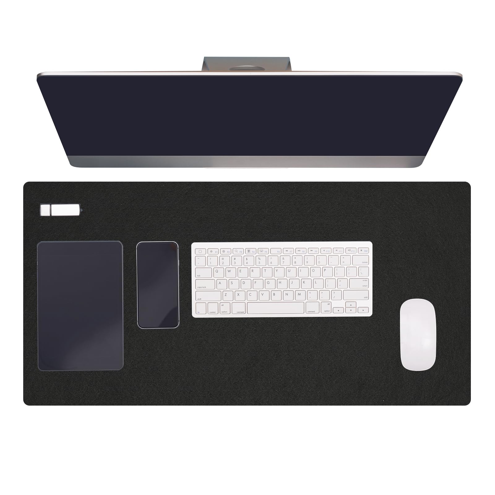 PATIKIL Filz Schreibtischunterlage Schwarz, 120 x 60 cm Mauspad XXL, Rutschfester Schreibtischschutz für Büro, Schreibtisch und weitläufige Mausbewegungen