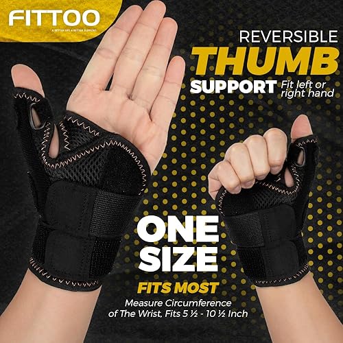 Miniatura 5 de FITTOO Muñequera y pulgar con infusión de cobre para hombres y mujeres, cómoda férula para el pulgar CMC para aliviar el dolor, tendinitis, mano