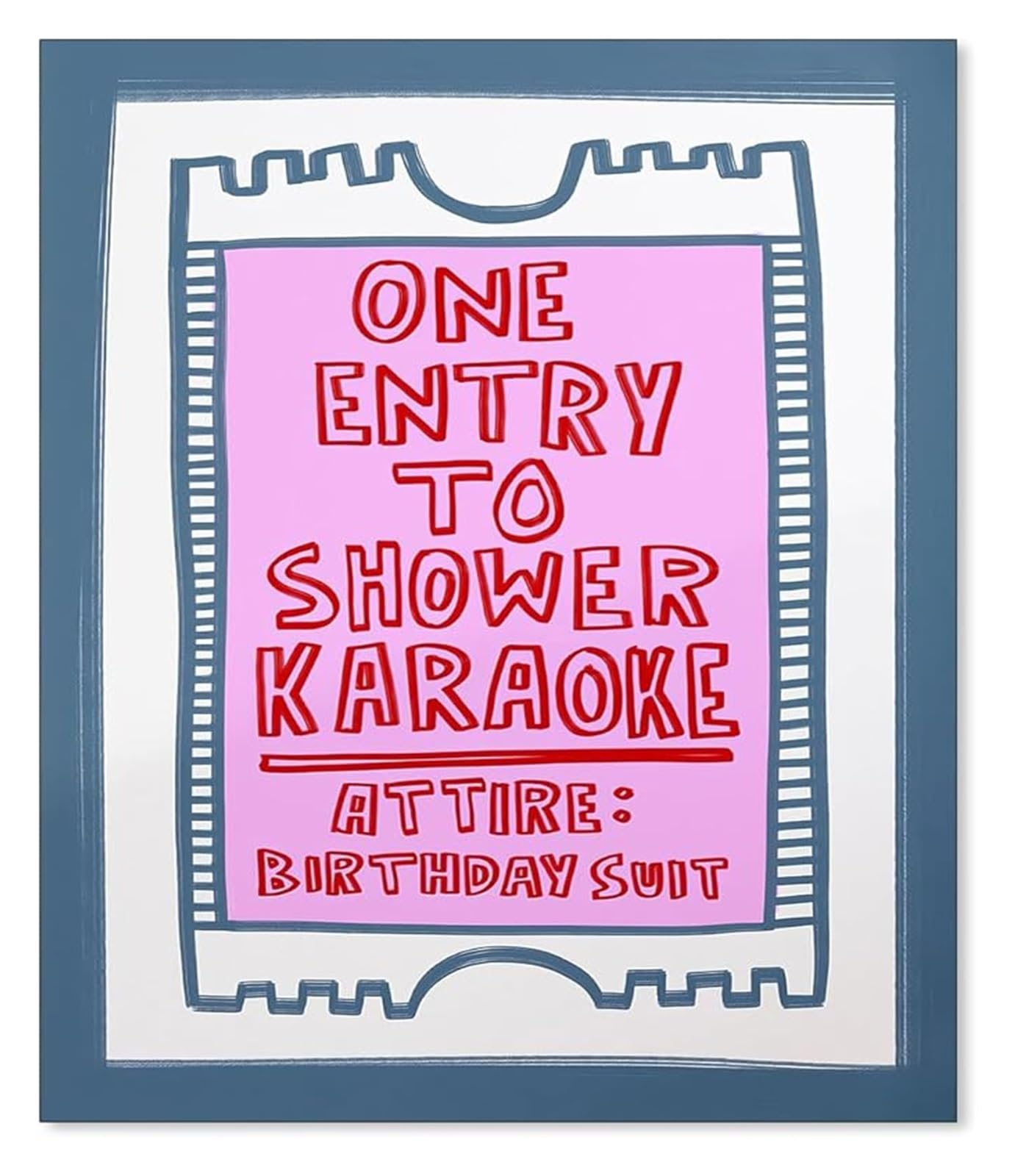 MDBJTCYZN Funny and Blue Bathroom Wall-Art Retro Humorous Shower Quote Canvas Print for Restroom Bathroom Decor(Unframed,08x12inch(20x30cm))
