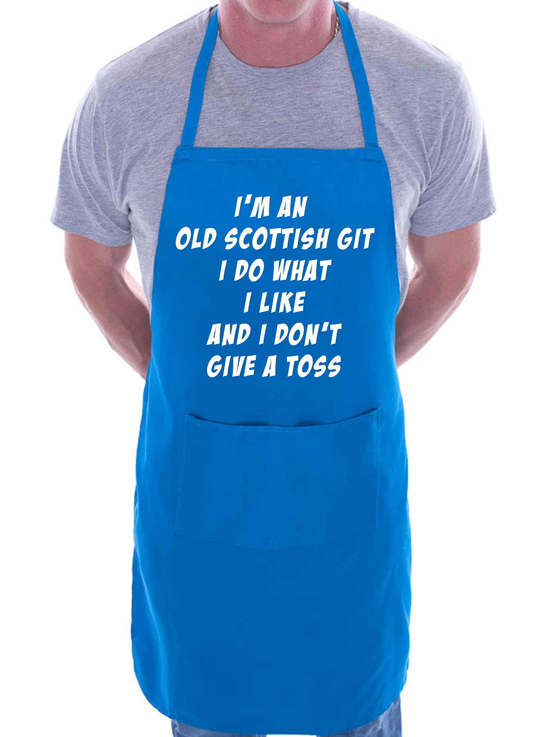 Print4u Men's Blue Old Scottish Git Scotland Fan Novelty Cooking Apron