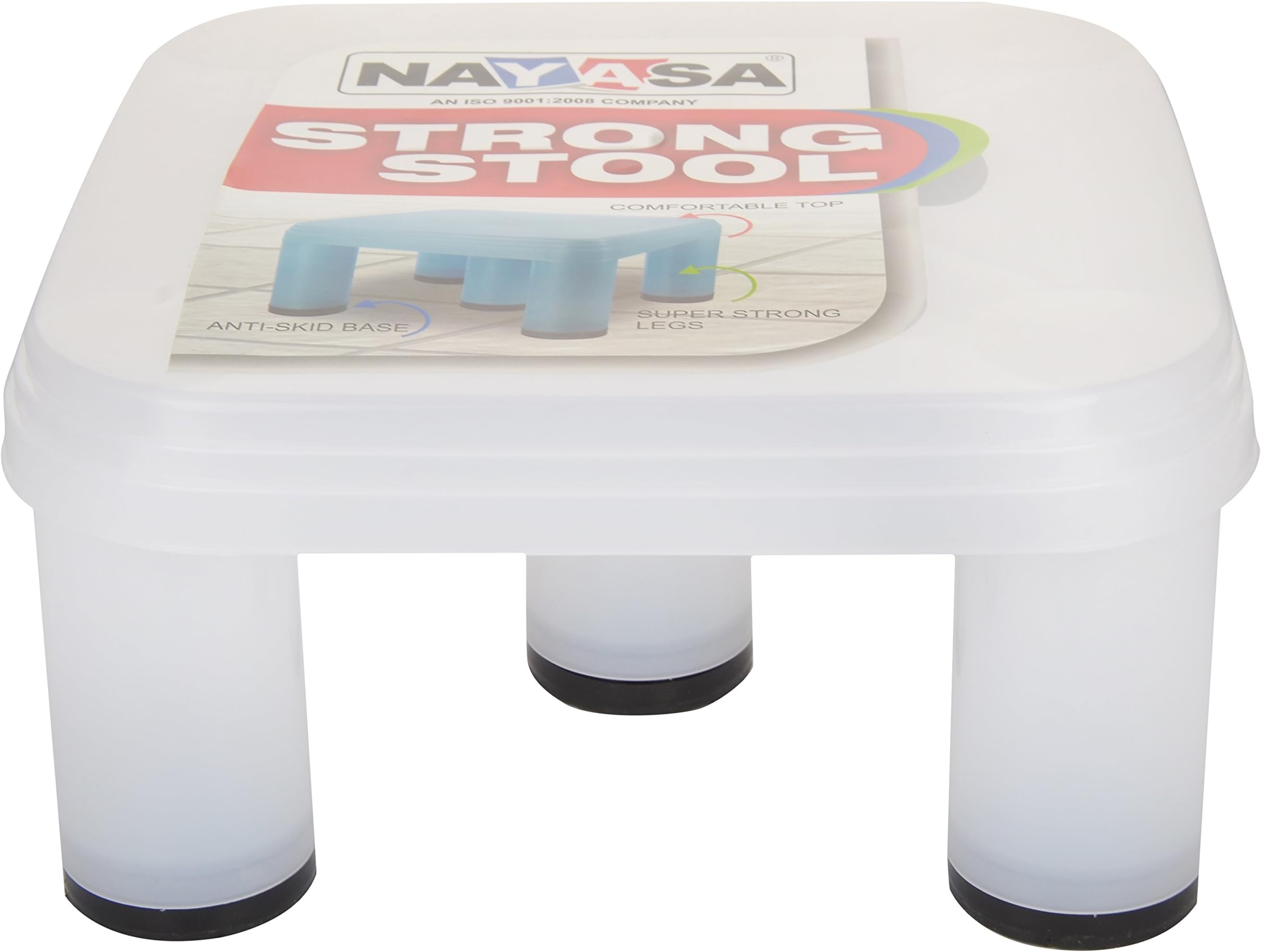 Strong Plastic Stool for Home | Anti Skid, Light Weight & Durable | Plastic Stool for Sitting | Sturdy & Portable Stool for Home | White (516)