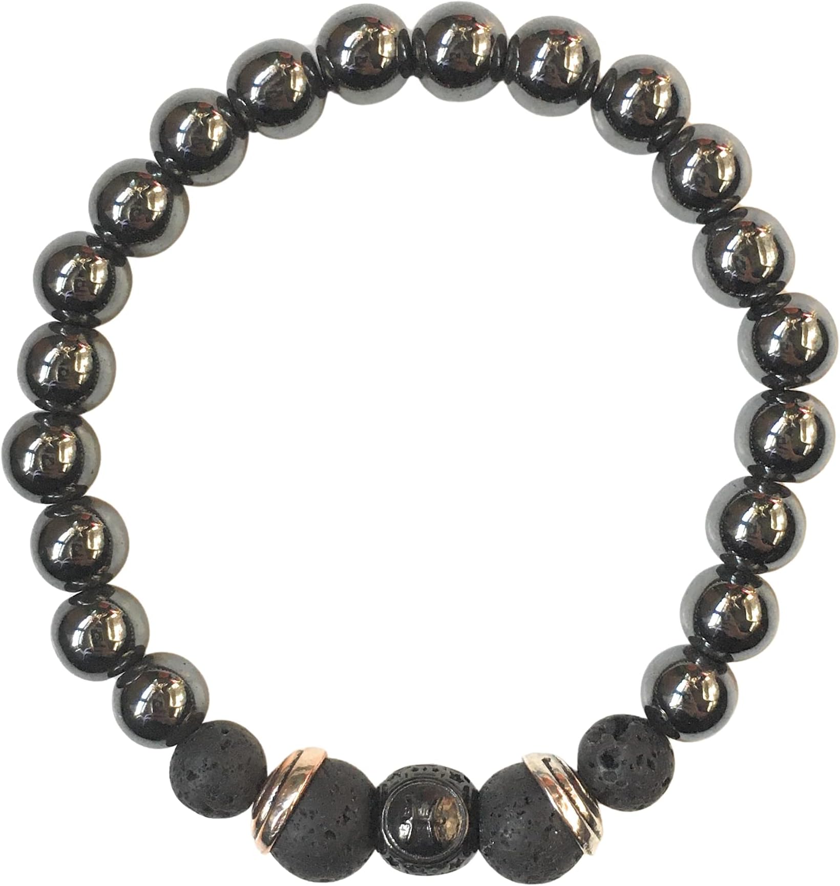 Pisces Zodiac Bracelet Men Black Beaded Stretch Hematite Stone Grounding Lava Rock Aromatherapy Jewelry Protection February March Birthday Astrology Sign Meaningful Gifts for Him