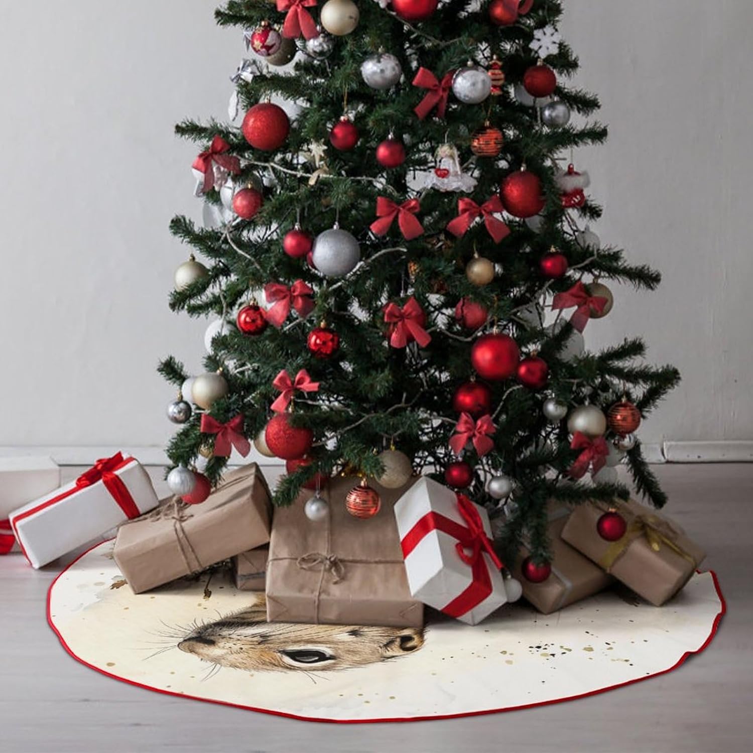 Christmas Tree SkirtGopher and Grassclassic Fashion Tree Skirt Painted Multifunctional Christmas Tree Skirt