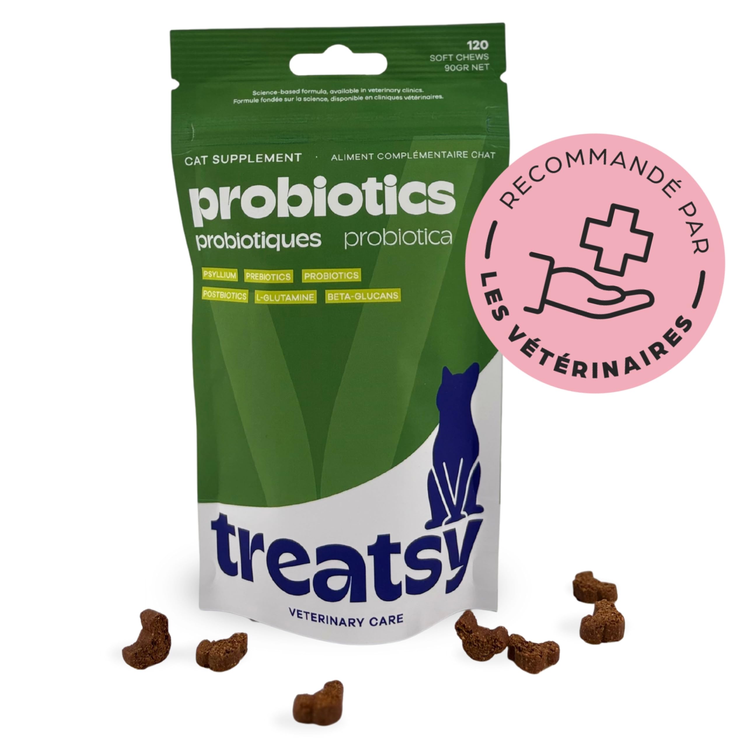Complément Alimentaire pour Chat Digestion - Contre diarrhée & Constipation - Pré- & probiotiques, psyllium - Recommandé par Les vétérinaires