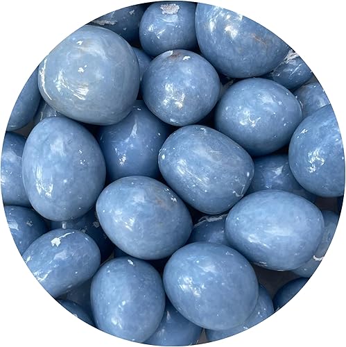 Piedras rodadas de angelita de 12 libra, piedra preciosa de angelita pulida, cristales curativos de angelita (angelita, 0.5 libras)