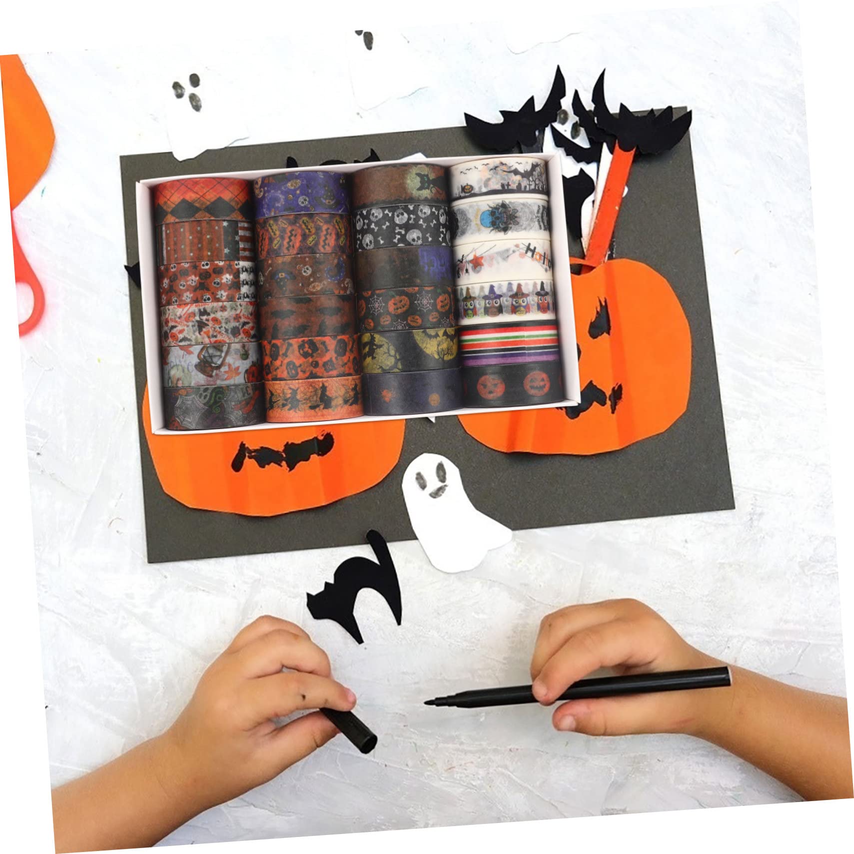TEHAUX 120piezas Cintas Washi De Halloween Decorativas De Diseño Festivo para Manualidades Diarios y Tarjetas Adhesivas y Ecológicas