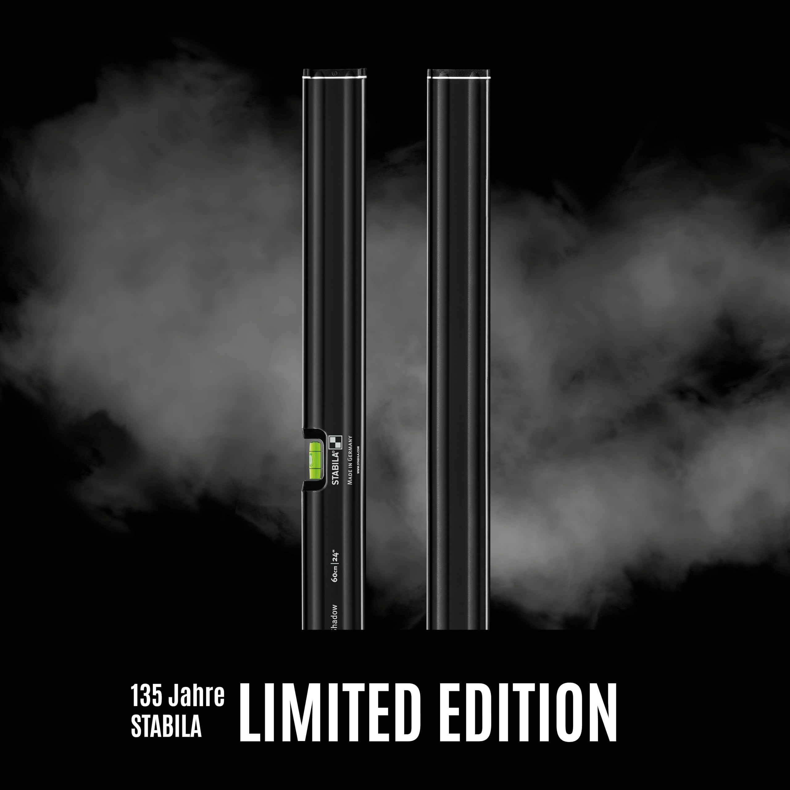 STABILA 80 AS Dark Shadow Lot de 2 niveaux à bulle 60 cm/100 cm, revêtement anthracite mat élégant, profil en aluminium renforcé, butée antidérapante intégrée, fabriqué en Allemagne