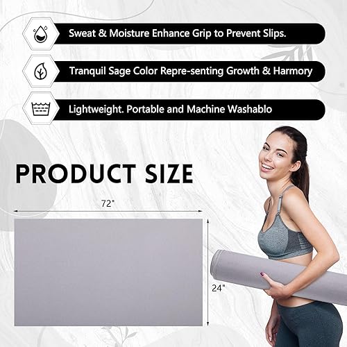 Miniatura 2 de Breling Paquete de 4 toallas de yoga calientes de 72 x 24 pulgadas, de microfibra antideslizante, absorbente del sudor, suave, esterilla de pilates,