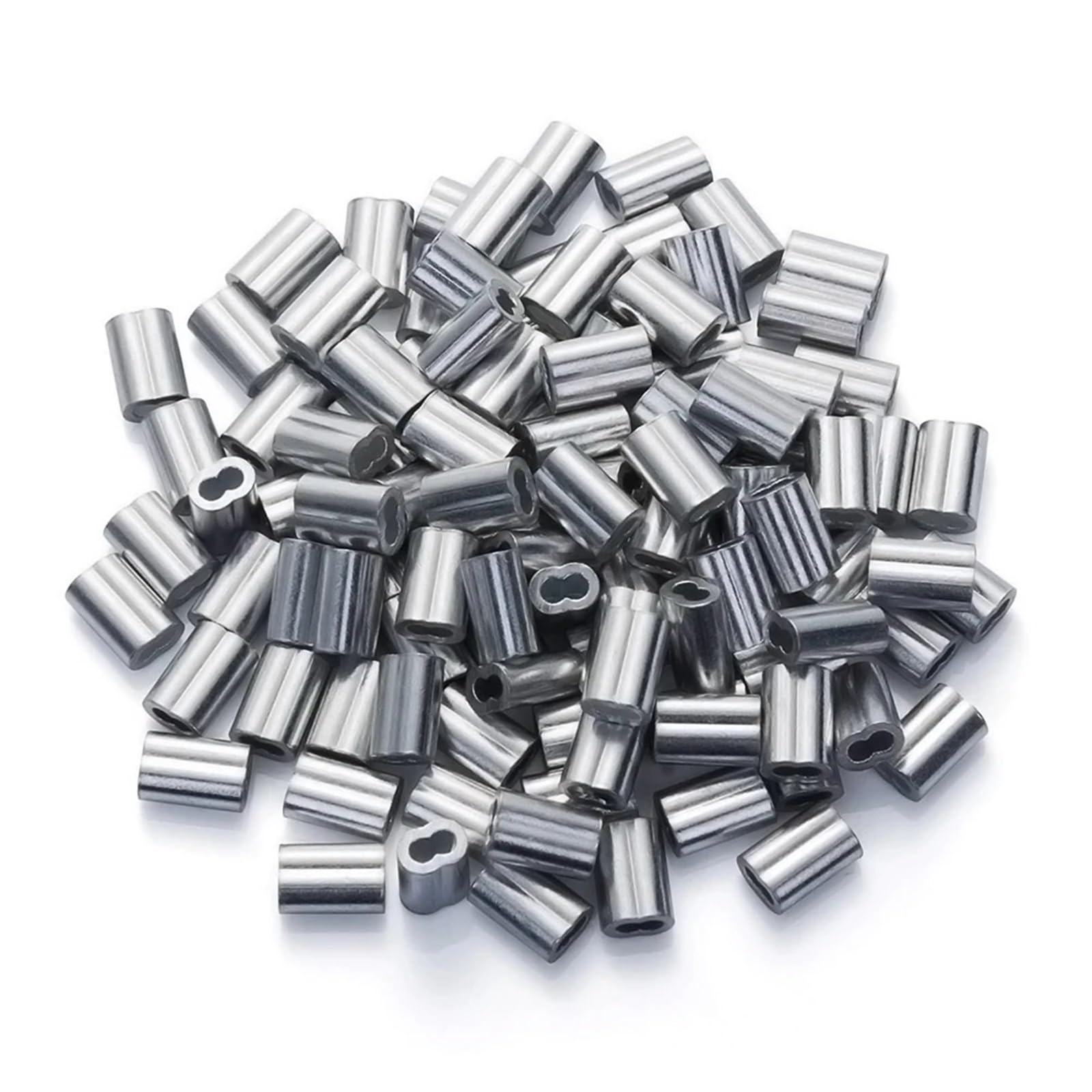 Manicotto ad anello a crimpare in alluminio, Anelli a crimpare con manicotto in alluminio a doppio foro a 8 forme for fune metallica in acciaio da 1-6 mm Confezione 20-100 pezzi(M6X100pcs)