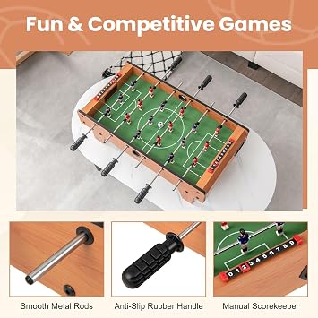 GYMAX Foosball Table, 27 Table Top Foosball with 2 Footballs, Mini Foosball Table for Kids Game Room, Family Night, Wooden