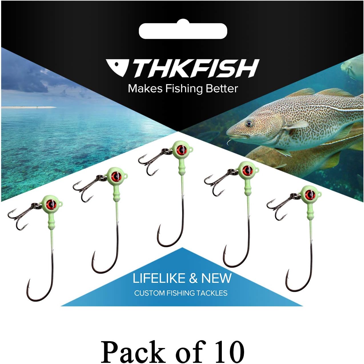 THKFISH Crappie Jig Heads Kit 1/2oz 3/8oz 1/4oz 1/6oz Lead Head Jigs Glow Luminous Fishing Jigs for Bass Trout Walleye Panfish 10 Pcs (10Pcs 1/5oz) : Sports & Outdoors
