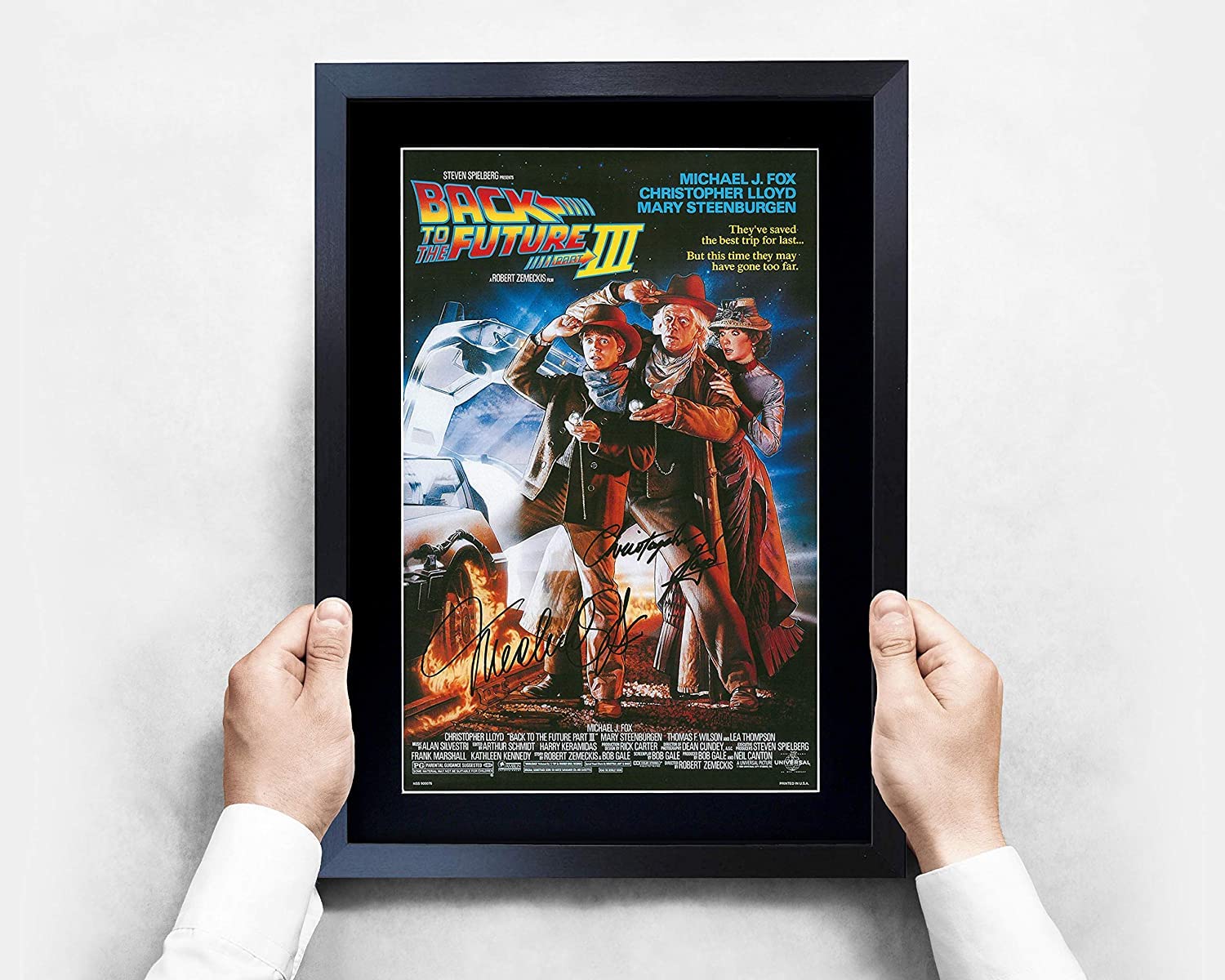 HWC Trading A3 Vie Volver Al Futuro Mostrar Colección Completa De Los Actores De La Película Firmado Autógrafos Impresos Del Regalo Enmarcada Lloyd, Fox Regalo De Lectura De Imagen Photo Print