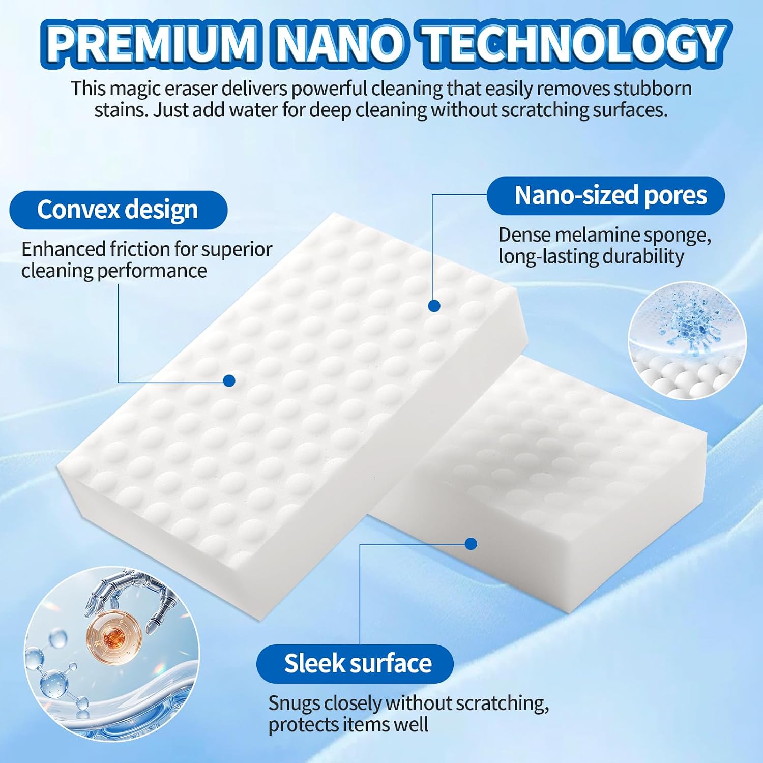 Creatyi 80 PCS Magic Eraser Sponges 2X Density Stronger Magic Cleaning Sponge Suitable for Various Household Cleaning, Including Bathrooms, Shower, Walls,Floors, and Tabletops