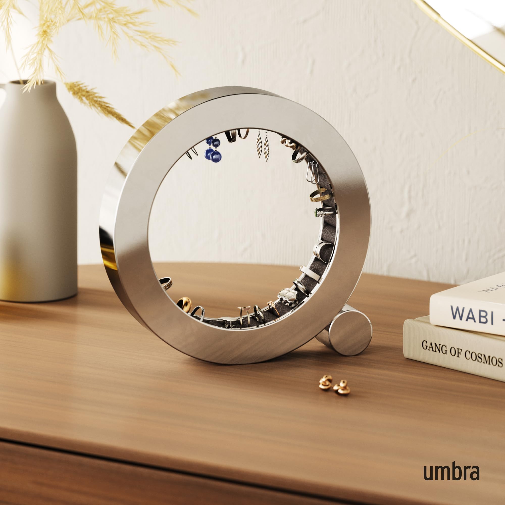 Umbra Ferris Porte-bagues, support à bijoux coussin velours, Chrome