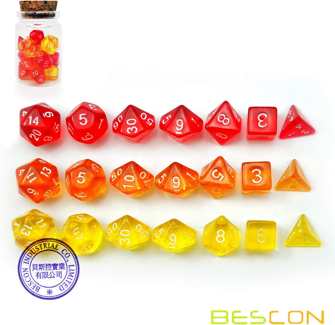 Bescon Mini Dice Gem Set 21pcs -21 Gem Mini Polyhedral Dice, 3 colors in Complete Set of 7, Miniature 10MM Dice Size - Image 5
