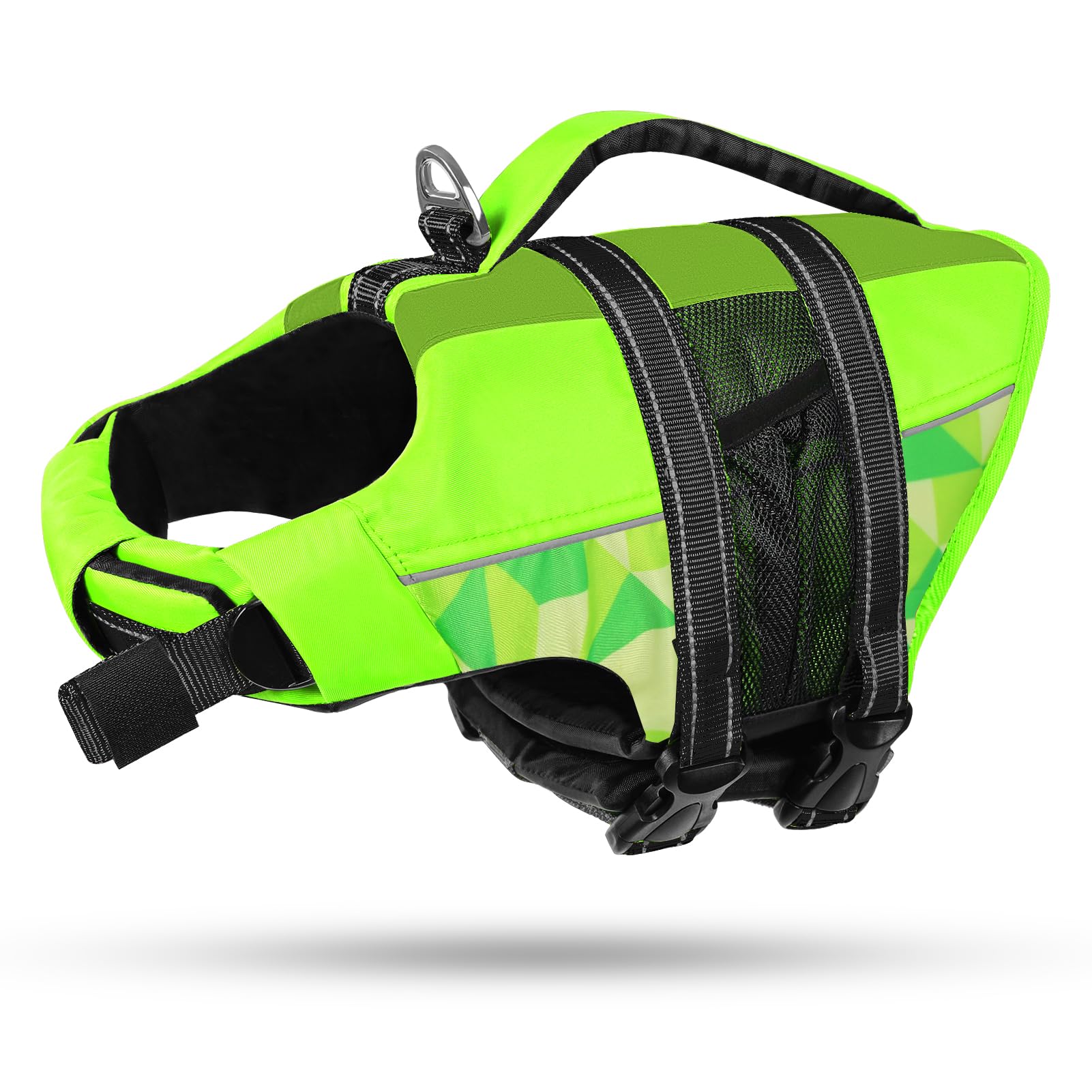 CITÉTOILE Giubbotti di Salvataggio per Cani, Regolabile Salvagente per Animali con Manico, Costume da Bagno di Sicurezza in Acqua per la Vela in Piscina Sulla Spiaggia, verde, S