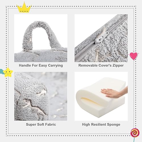 Miniatura 6 de ALIMORDEN Silla rellena de espuma ultrasuave para niños, con diseño de fósiles de dinosaurios que brillan en la oscuridad, sofá de lectura Sherpa