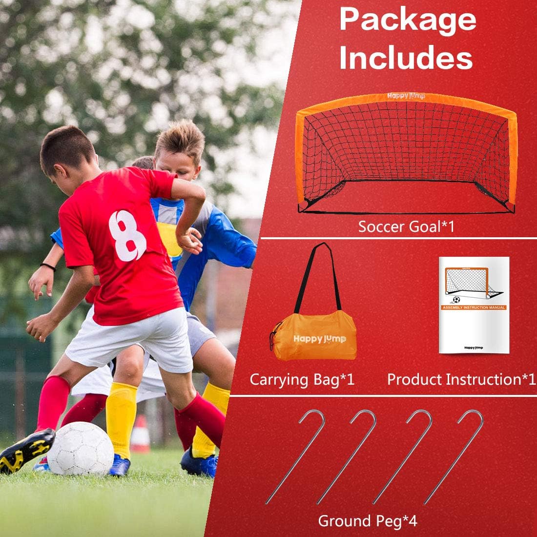 Buy Happy Jump Soccer Goal Soccer Net for Kids Backyard 6'6x 3'3, 1