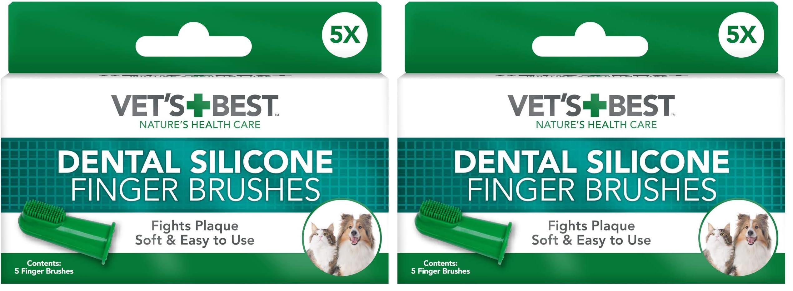 Vet's Best Vet’s Best™ Kedi ve Köpekler için Silikon Başlıklı Parmak Diş Fırçası (2 paketi)