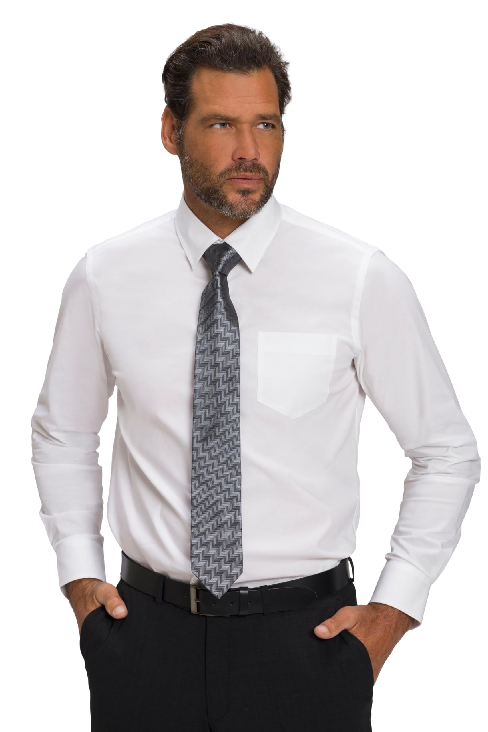 JP 1880 Men's Jp1880 Hemd, Flexnamic, Kentkragen, Modern Basic Fit, Bis 7 XL Shirt, Snow White, 3XL