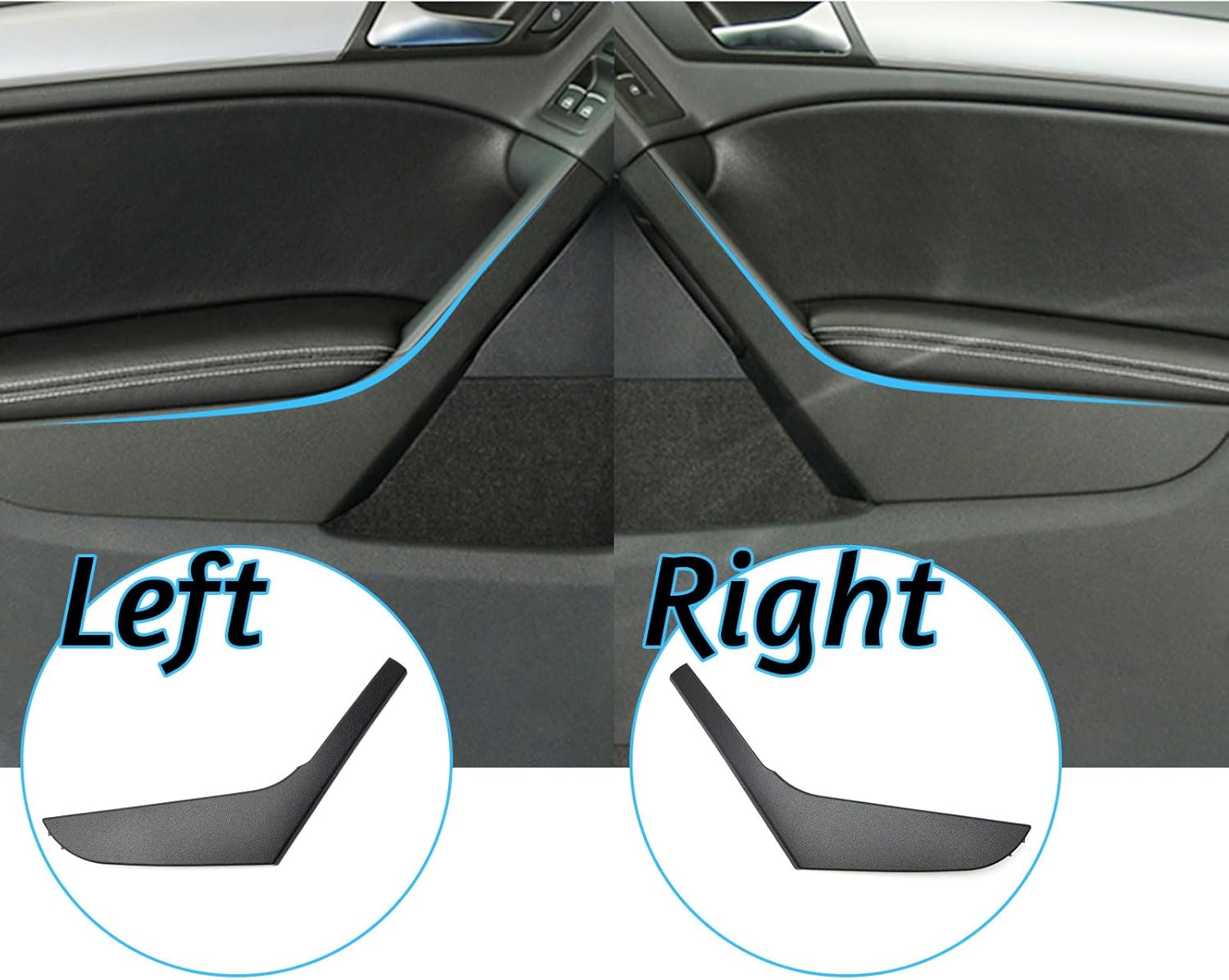 2pcs Replacement Left/Right Inside Door Armrest Handle Trim Cover for Volkswagen Golf 6 Sedan GTI MK6 2009-2014 Door Pull Handle 5K4868039A 5K4868040A (Black)