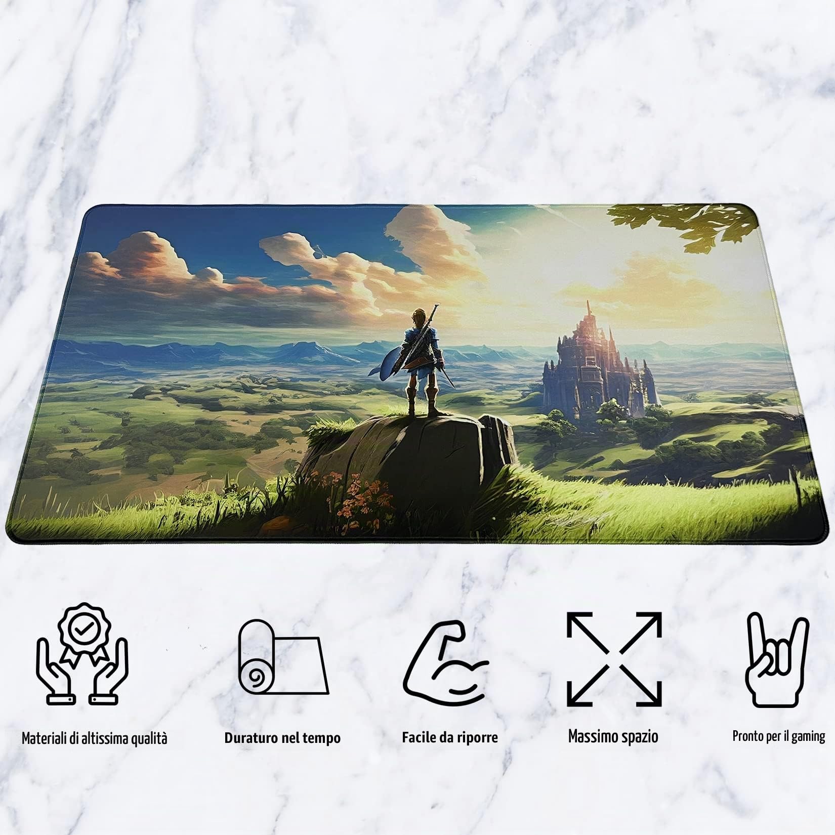 Legend of Zelda - Tappetino per mouse da gioco XXL, extra large, per tastiera e mouse, per casa, ufficio e studio, 80 x 39,9 cm
