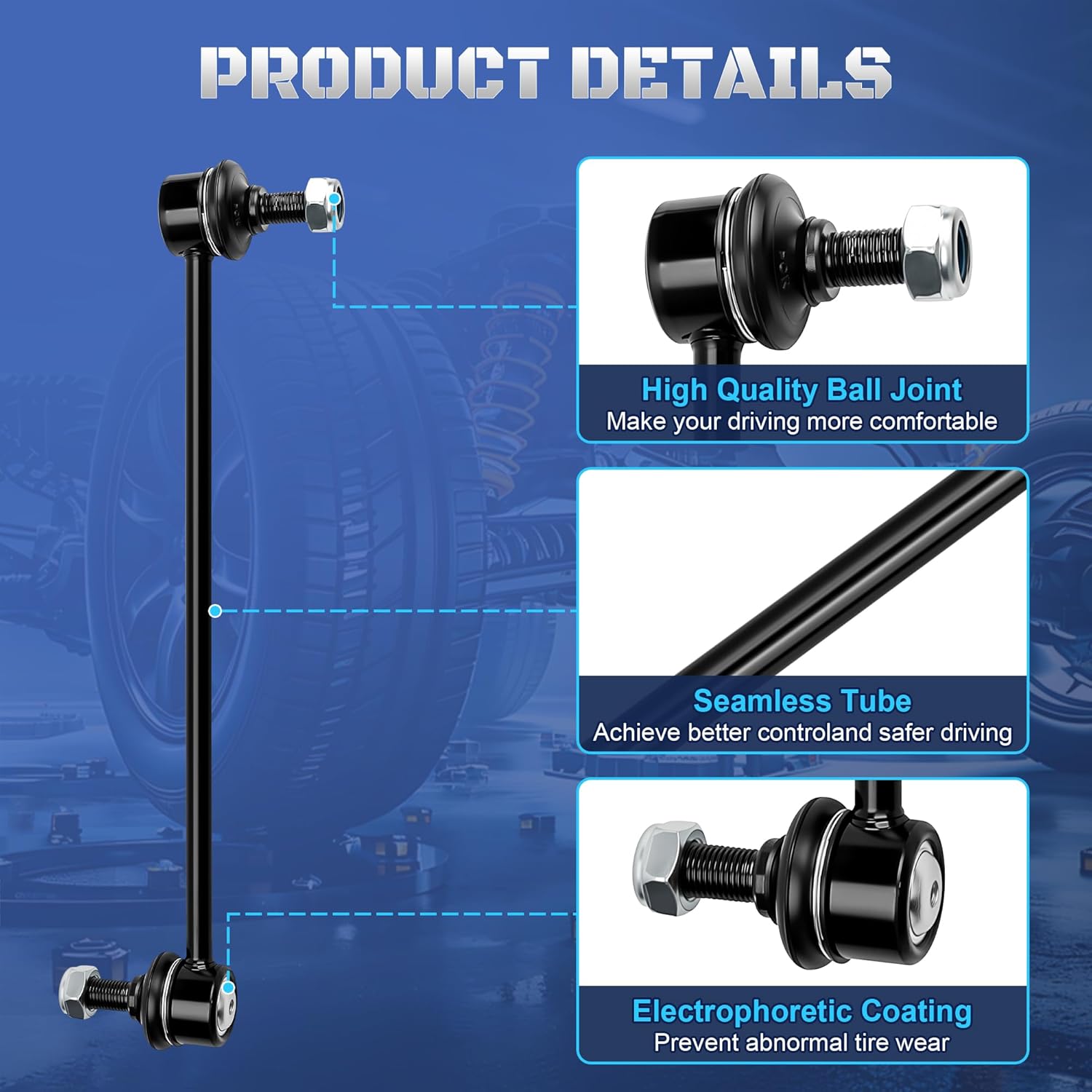 2Pcs K750523 Front Stabilizer Sway Bar End Links Compatible with 2012-2022 Hyundai Elantra Tucson Accent Kia Forte Forte5 Rio Soul Sportage 2013 2014 2015 2016 2017 2018 2019 2020 2021