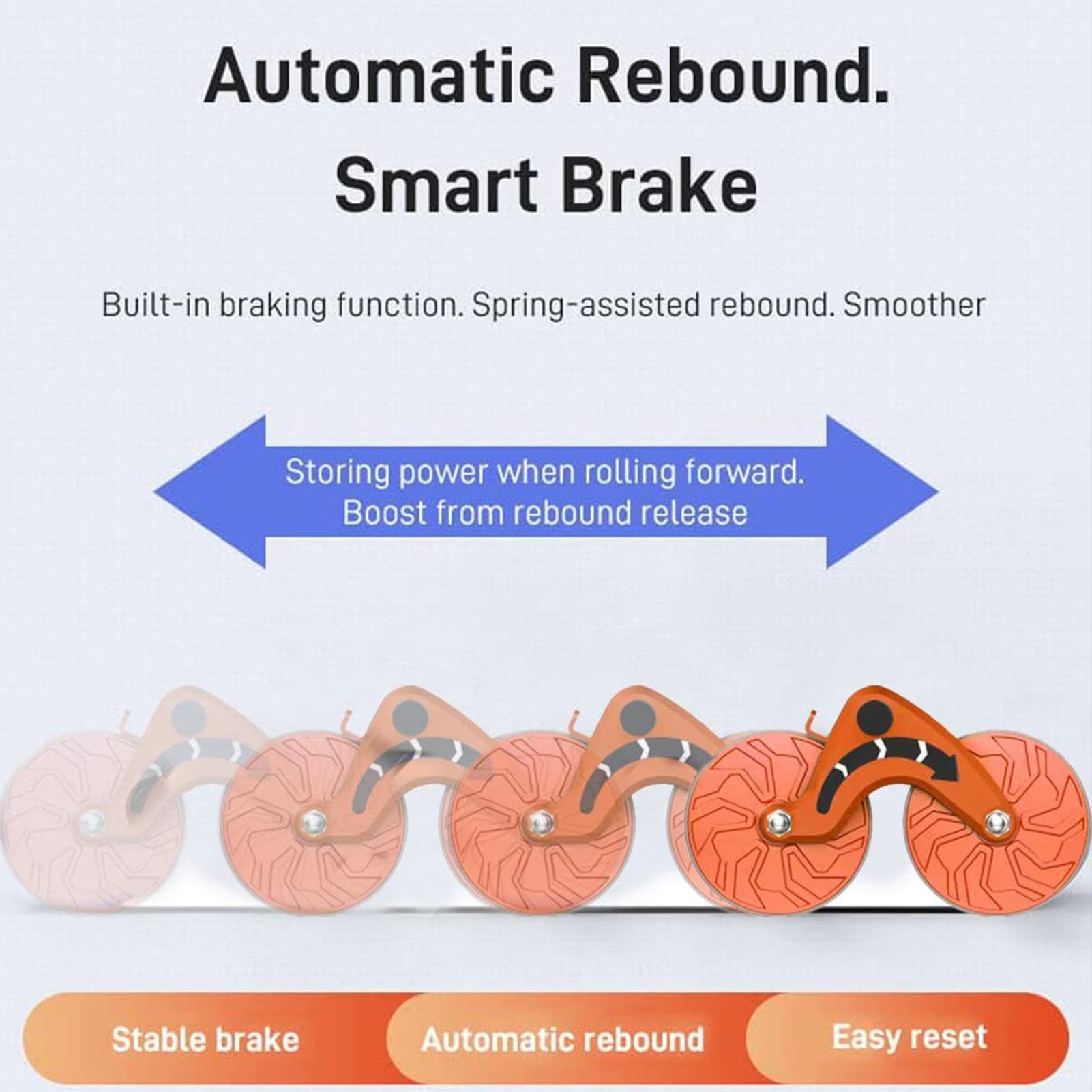 Rullo per addominali a rimbalzo automatico, ruota per esercizi addominali, ruota per allenamento addominale | Ruota per addominali con ginocchiera, attrezzatura fitness automatica per allenamento | ruota per allenamento addominale | Ruota per addominali c