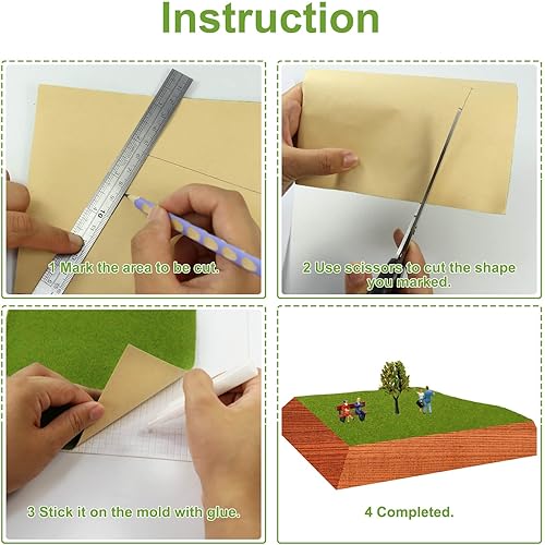 Miniatura 4 de 12 tapetes de césped artificial, trenes color verde hierba, 6.7 x 6.7 in o 6.69 x 6.69 pulgadas, para decoración de niños, manualidades, paisaje,
