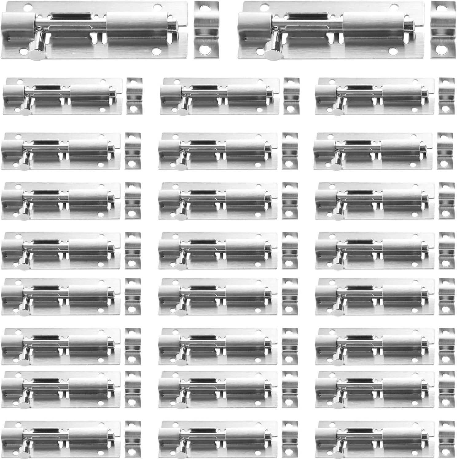 Stainless Steel Slide Bolt Latch, 20-Piece Set, 3-Inch Barrel Lock for Windows and Doors, Includes Screws