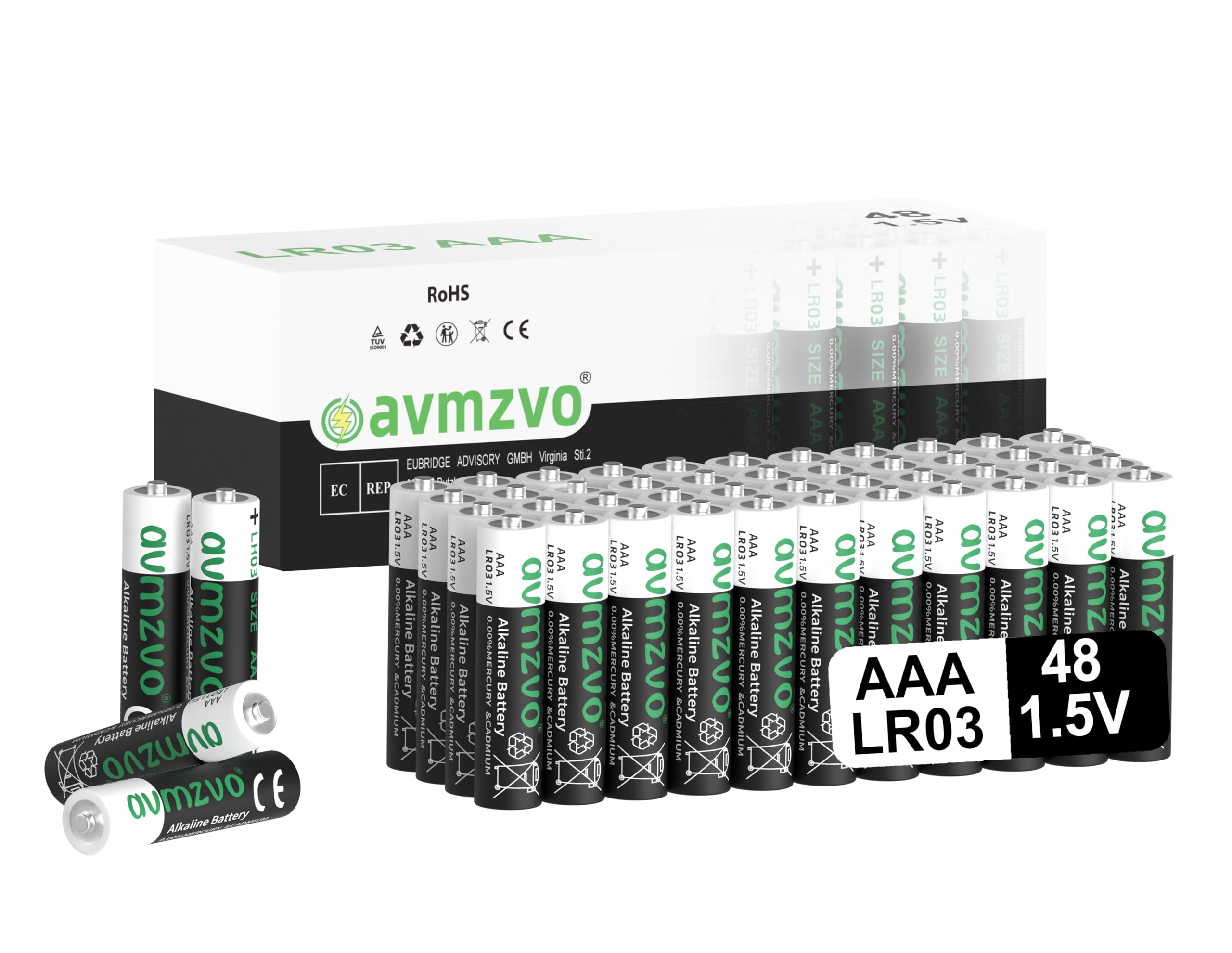 Pilas AAA, Paquete de 48, Batteries LR03 1,5 V alcalinas, 1,5V, Potencia Duradera, Potente, se Puede Utilizar para Juguetes, Despertador y Otros Dispositivos electrónicos
