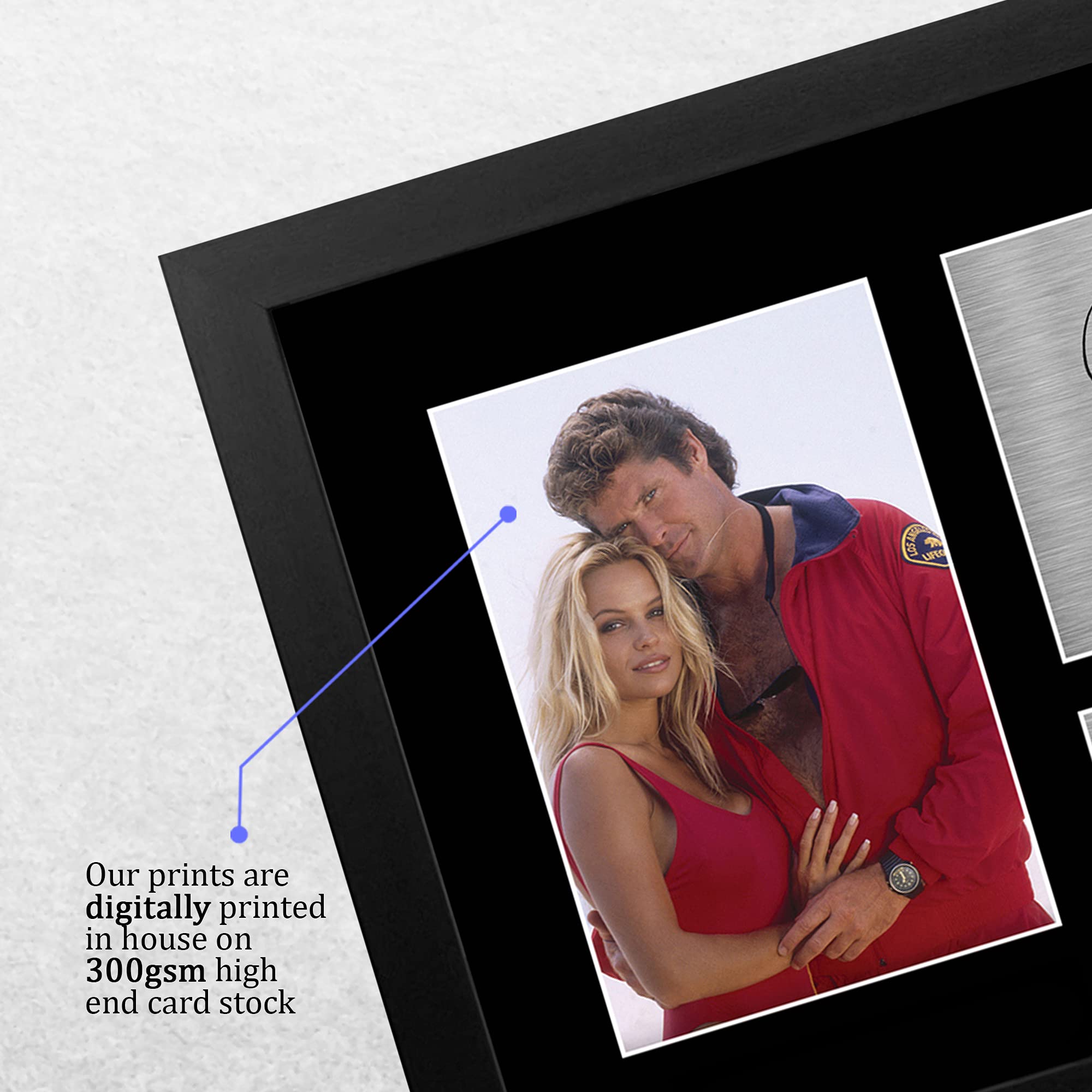 Stampa Autografa A4 David Hasselhoff & Pamela Anderson Baywatch - Display Su Cartoncino Nero, Idea Regalo Per Fan