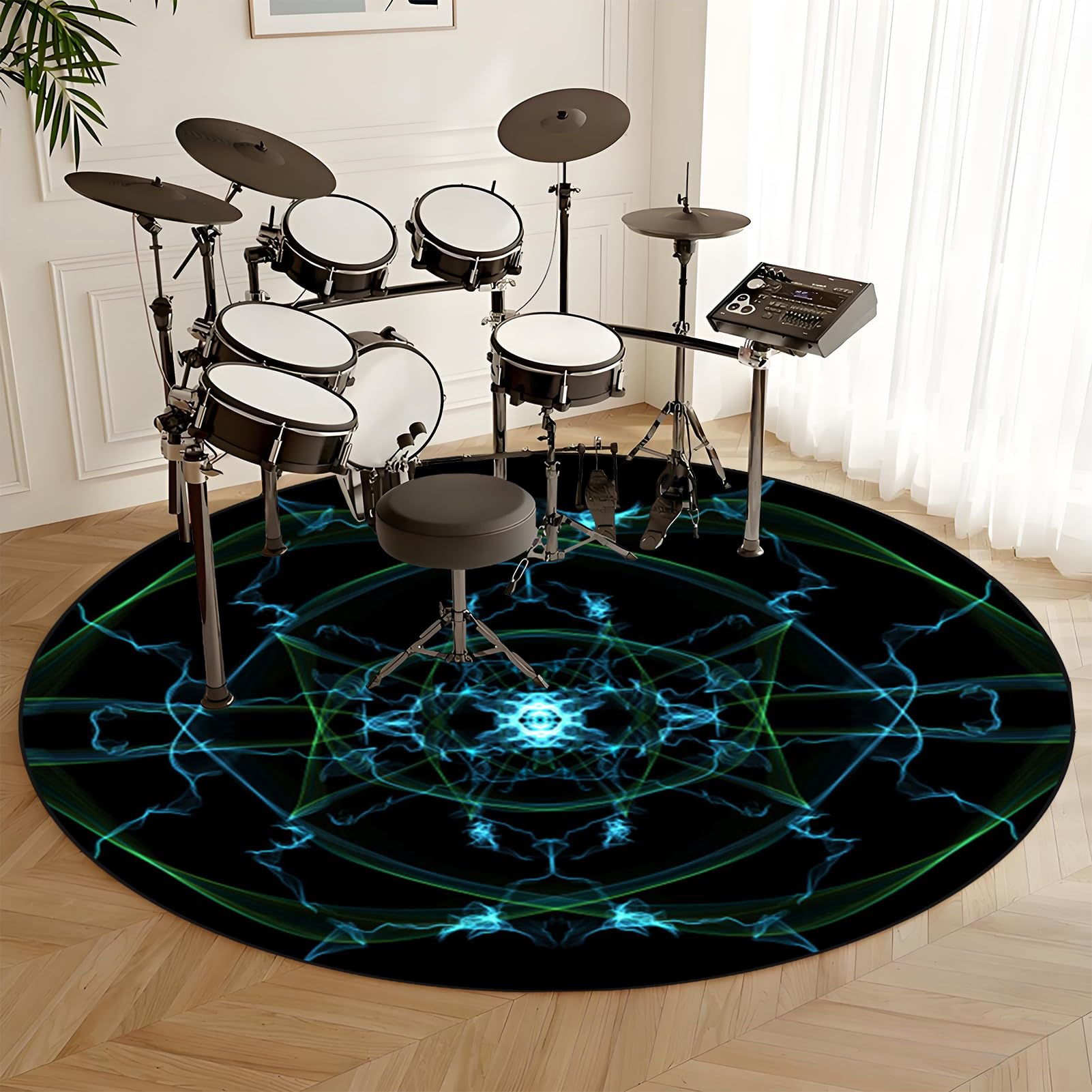 Profesjonalny dywanik perkusyjny E-Drum, okrągły dywanik bębnowy, antypoślizgowy dywan perkusyjny, bęben jazzowy, mata do instrumentu muzycznego, zestaw perkusyjny, dźwiękoszczelny koc