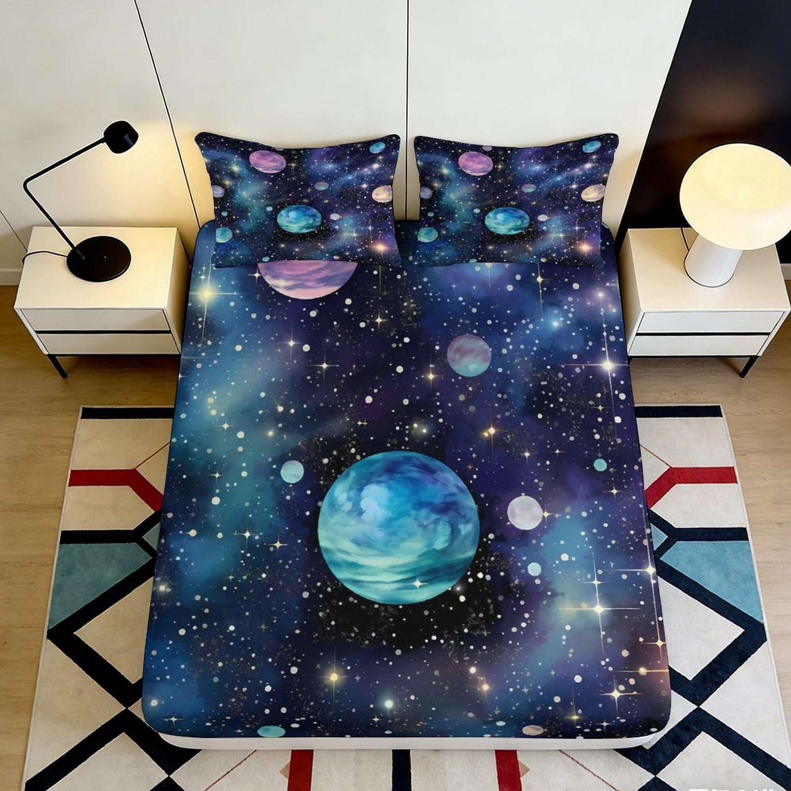 3D Printed Unicorn Ballerina Fitted Sheet Microfiber Deep Pocket Non-Slip Bedding Kids Mattress Fitted Cover Washable 140x200x25cm
