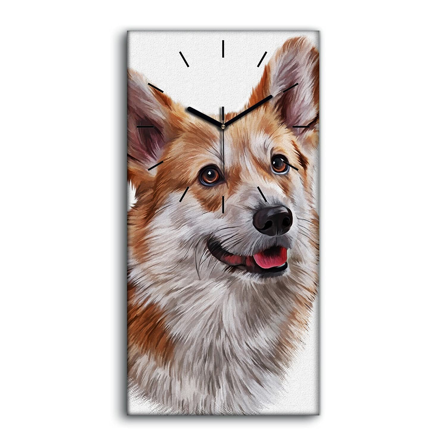 Horloge silencieuse sans tic-tac 30x60cm en toile d'art moderne abstrait de chien