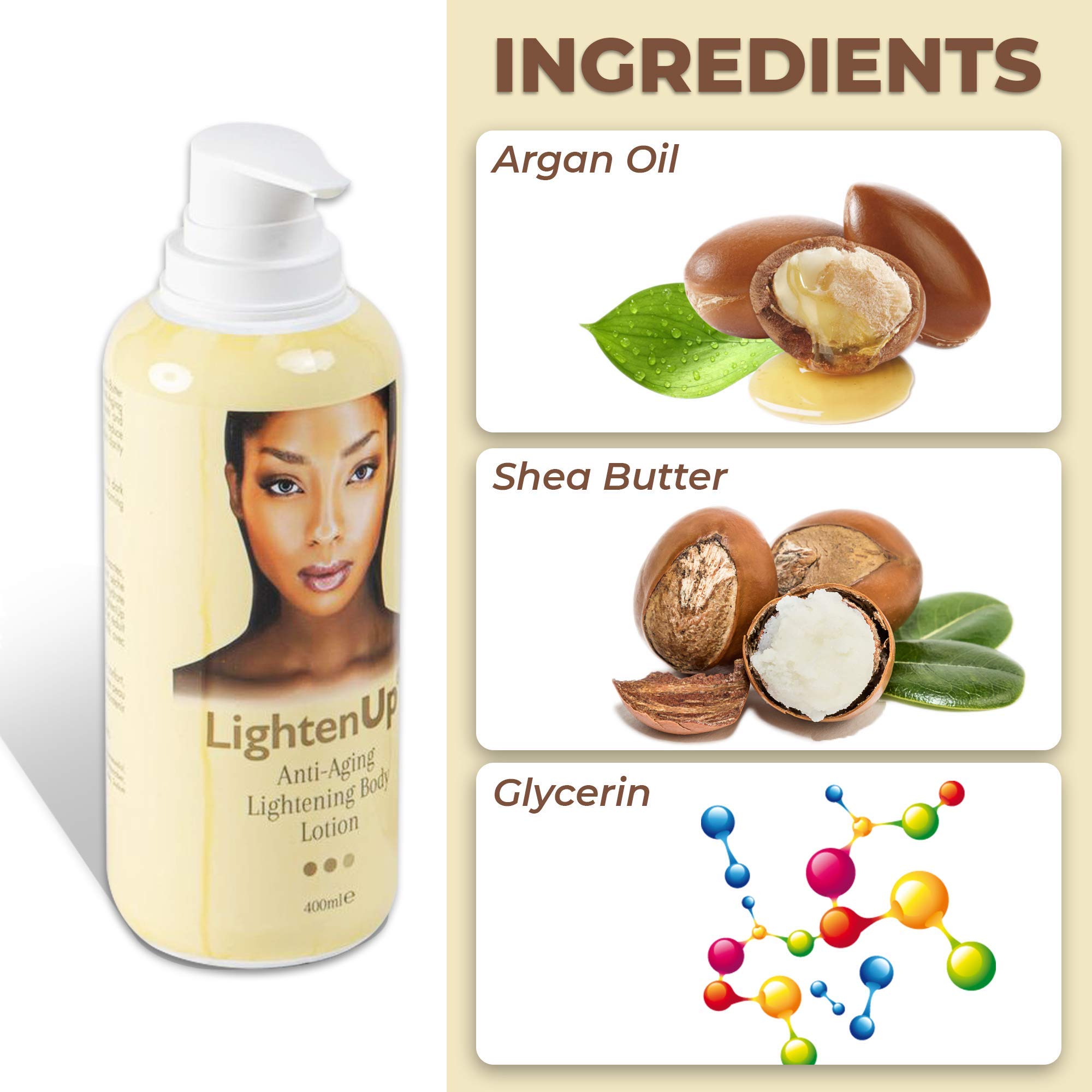LightenUp, Anti Aging Skin Brightening Body Lotion Hyperpigmentation