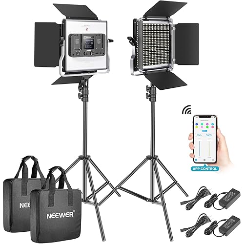 Neewer 2 Packs 528 LED Video Light with APP Intelligent Control System