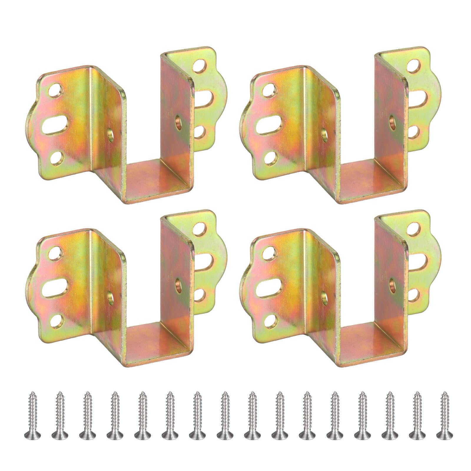 sourcing map 4Pcs Bed Rail Fittings, 1" (25mm) Heavy Duty Bed Hinge with Screws, Furniture Fixed Beds Hardware Accessories for Connecting to Wood, Beds Headboards, Metallic