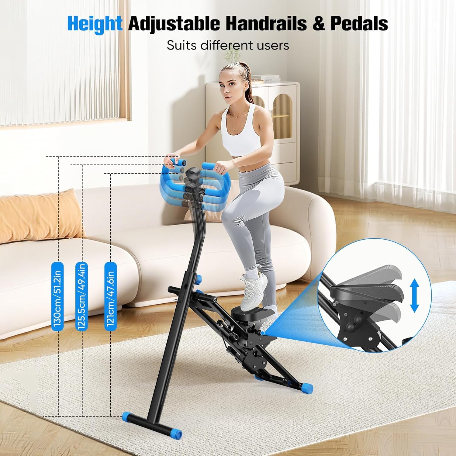 Stepper e salita migliorato con regolazione in altezza a 3 livelli, display LCD, design pieghevole e portatile e corrimano regolabili
