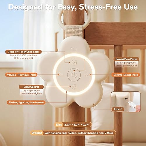 Miniatura 8 de Mom's Choice Awards 2025  Máquina portátil de sonido de ruido blanco para bebé  25 sonidos relajantes  Máquina de sonido de viaje recargable con luz